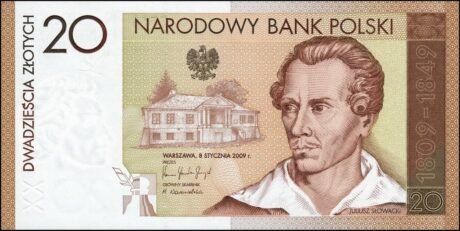 Аверс банкноты 20 злотых 2009 года