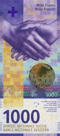 Аверс банкноты 1000 франков 2017 года