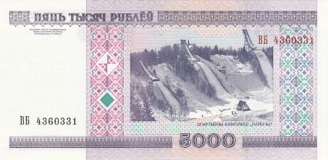 Реверс банкноты 5000 белорусских рублей 2000 года