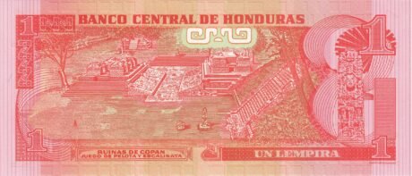 Реверс банкноты 1 лемпира (Гондурас) 1980 года