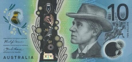 Аверс банкноты 10 Австралийских долларов 2017 года
