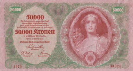Аверс банкноты 50000 Австрийских крон 1922 года