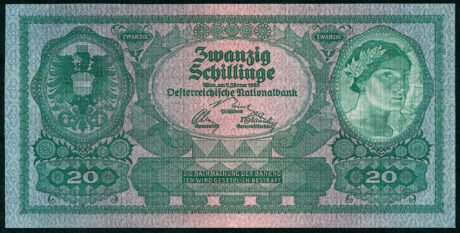 Аверс банкноты 20 Австрийских шиллингов 1925 года