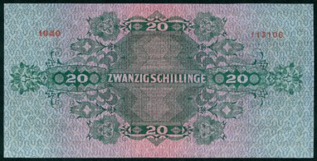 Реверс банкноты 20 Австрийских шиллингов 1925 года