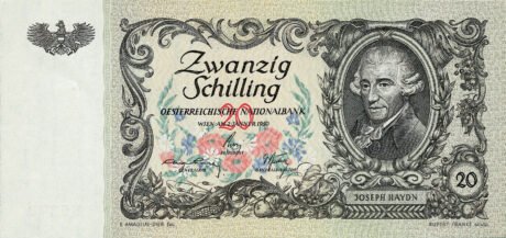 Аверс банкноты 20 Австрийских шиллингов 1950 года