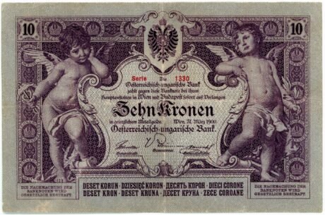 Аверс банкноты 10 Австро-венгерских крон 1900 года