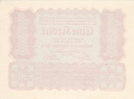 Реверс банкноты 1 Австрийская крона 1922 года