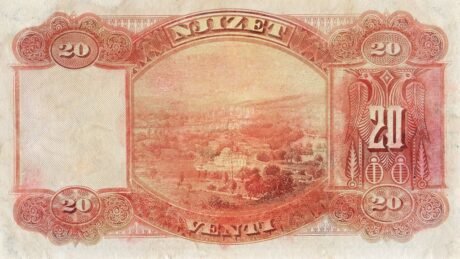 Реверс банкноты 20 Албанских франков 1926 года