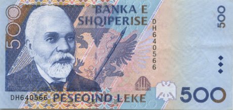 Аверс банкноты 500 leków albańsich 1996