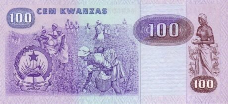 Реверс банкноты 100 Ангольских кванза 1984 года