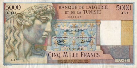 Аверс банкноты 5000 франков Алжир 1949 года