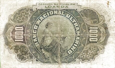 Реверс банкноты 1000 Ангольских рейс 1909 года