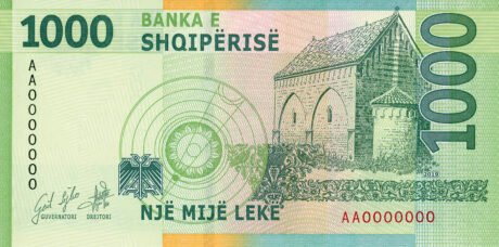 Нова банкнота Албанії номіналом 1000 лек (B324a) повідомляється про введення в обіг 30 червня 2021 року.