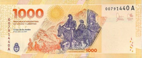 Затверджено нову банкноту Аргентини в 1000 песо (B426a)