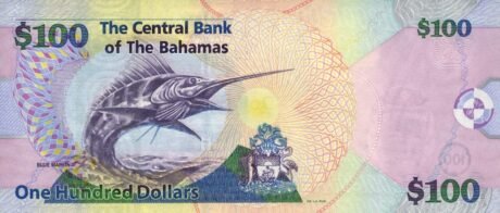 Затверджено нову 100-доларову банкноту CRISP Багамських островів (B343a)