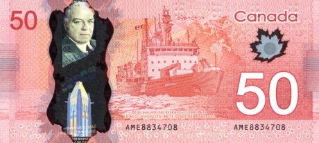 Затверджено нову полімерну банкноту Канади номіналом 50 доларів (B374a)