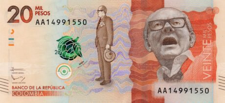 Затверджено нову банкноту Колумбії номіналом 20000 песо (B996a)