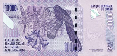 Затверджено нову банкноту Демократичної Республіки Конго номіналом 10000 франків (B325a)