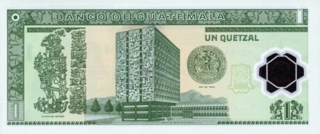 Підтверджено нову полімерну банкноту Гватемали з 1 кетцалю (B593a)