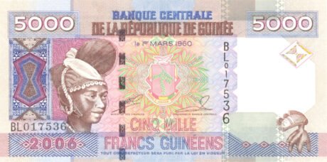 Підтверджено випуск нових банкнот Гвінеї номіналом 1000 та 5000 франків (B329a та B330a)