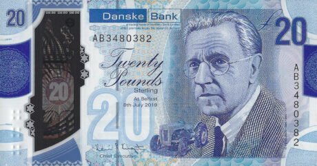 Затверджено нову полімерну банкноту Danske Bank у Північній Ірландії номіналом 20 фунтів стерлінгів (B504a)