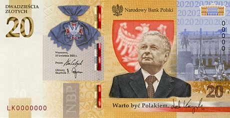 Нова пам'ятна банкнота Польщі номіналом 20 злотих (BNP825a) повідомляється про випуск 09.11.2021