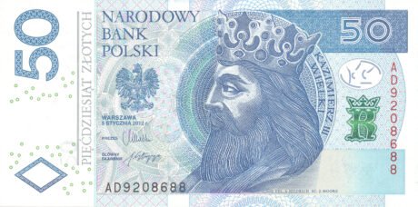 Затверджено нові банкноти Польщі номіналом 10, 20, 50 та 100 злотих (B859a — B862a)