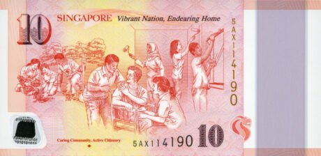 Затверджено нові пам'ятні банкноти Сінгапуру номіналом 10 і 50 доларів, присвячені державному будівництву (B212a – B217a).