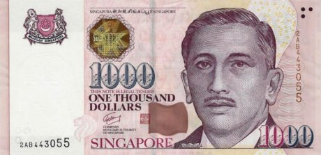 Затверджено нову банкноту Сінгапуру номіналом 1000 доларів (B207a)