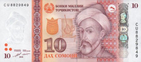 Затверджено нові банкноти Таджикистану номіналом 10 – 500 сомоні (B217a – B221a)