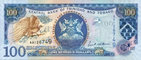 Затверджено нову пам'ятну банкноту Тринідада та Тобаго номіналом 100 доларів CHOGM (B226a)