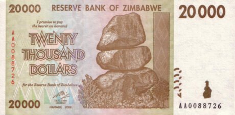 Затверджено нові банкноти Зімбабве номіналом 10000 та 20000 доларів (B163a та B164a)