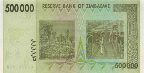 Затверджено нові банкноти Зімбабве номіналом 100000, 500000 та 1000000 доларів (B166a – B168a)