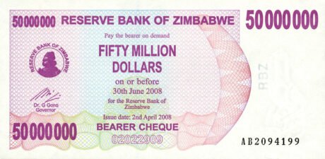 Затверджено нові банкноти Зімбабве номіналом 25 та 50 мільйонів доларів (B147a та B148a)
