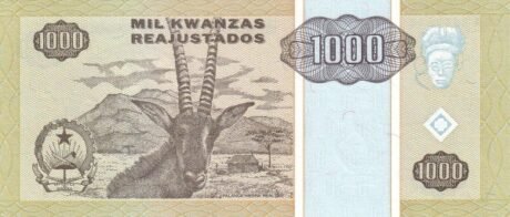 Реверс банкноты 1000 Ангольских кванза 1995 года