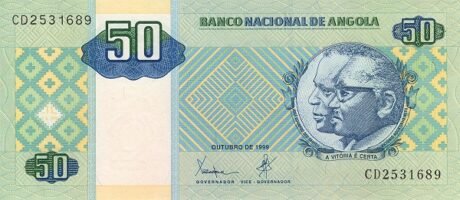 Аверс банкноты 50 Ангольских кванза 1999 года