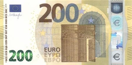 Затверджено нові банкноти Європейського валютного союзу номіналом 100 та 200 євро (B112a та B113a)