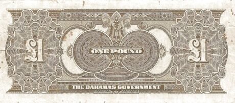Реверс банкноты 1 фунт (Багамские Острова) 1919 года