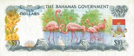Реверс банкноты 10 долларов (Багамские Острова) 1965 года