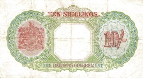Реверс банкноты 10 шиллингов (Багамские Острова) 1936 года