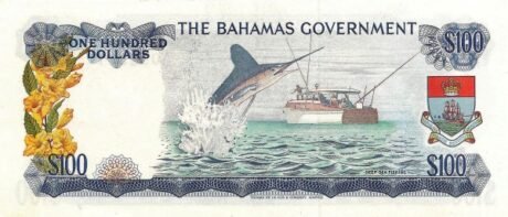 Реверс банкноты 100 долларов (Багамские Острова) 1965 года