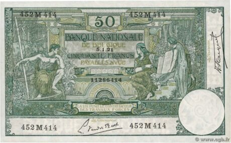 Аверс банкноты 50 франков (Бельгия) 1909 года