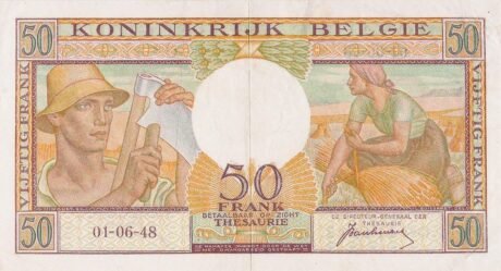 Реверс банкноты 50 франков (Бельгия) 1948 года
