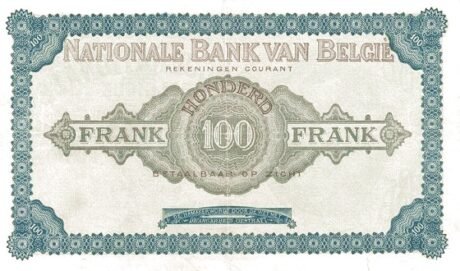 Реверс банкноты 100 франков (Бельгия) 1914 года