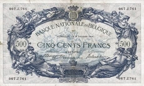 Аверс банкноты 500 франков (Бельгия) 1910 года