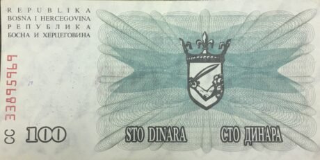 Реверс банкноты 100000 динаров (Босния и Герцеговина) 1993 года