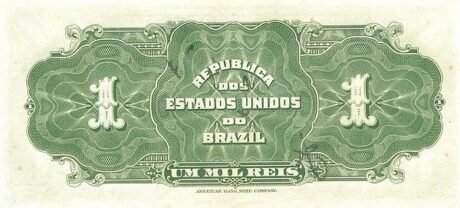 Реверс банкноты 1 мильрейс Тесуро Насиональ (Бразилия) 1919 года