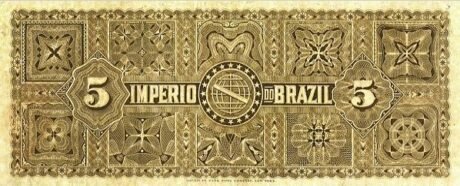 Реверс банкноты 5 мильрейс Thesouro Nacional (Бразилия) 1888 года