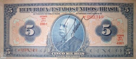 Аверс банкноты 5 milreis Thesouro Nacional (Brazylia) 1924