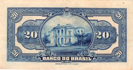 Реверс банкноты 20 мильрейс Banco do Brasil (Бразилия) 1923 года